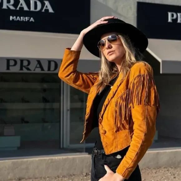 Vintage Brown Leather Jacket with Fringe Detail - Picture 7 of 13